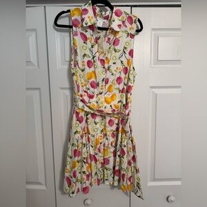 Cynthia Rowley Sleeveless Fruit-Print Mini Dress in White, Pink & Yellow